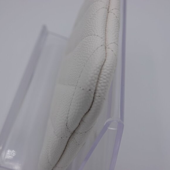 Chanel Small Quilted Caviar Leather Zipped Case White - Picture 9 of 9